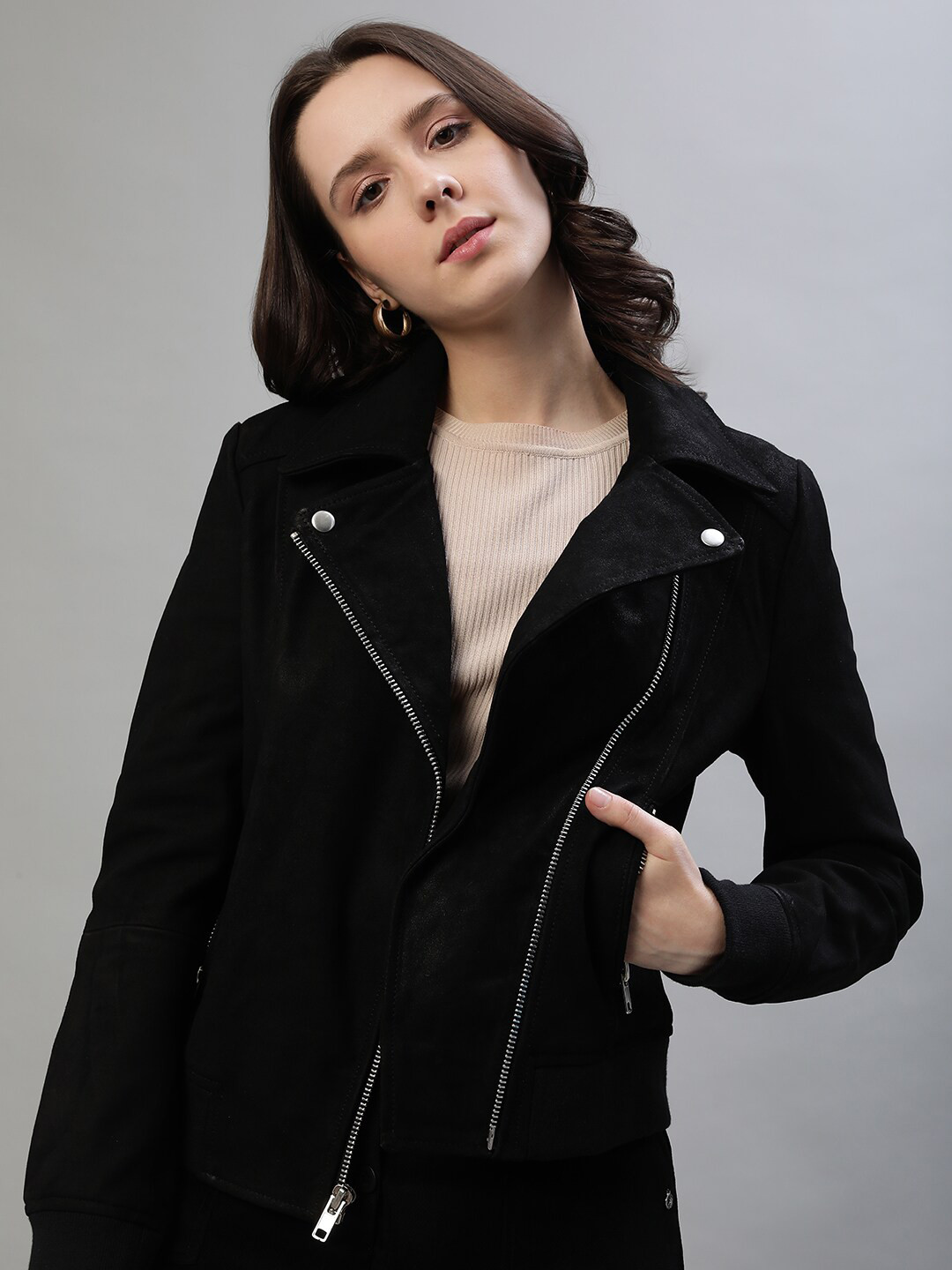 Iconic Lapel Collar Leather Jacket