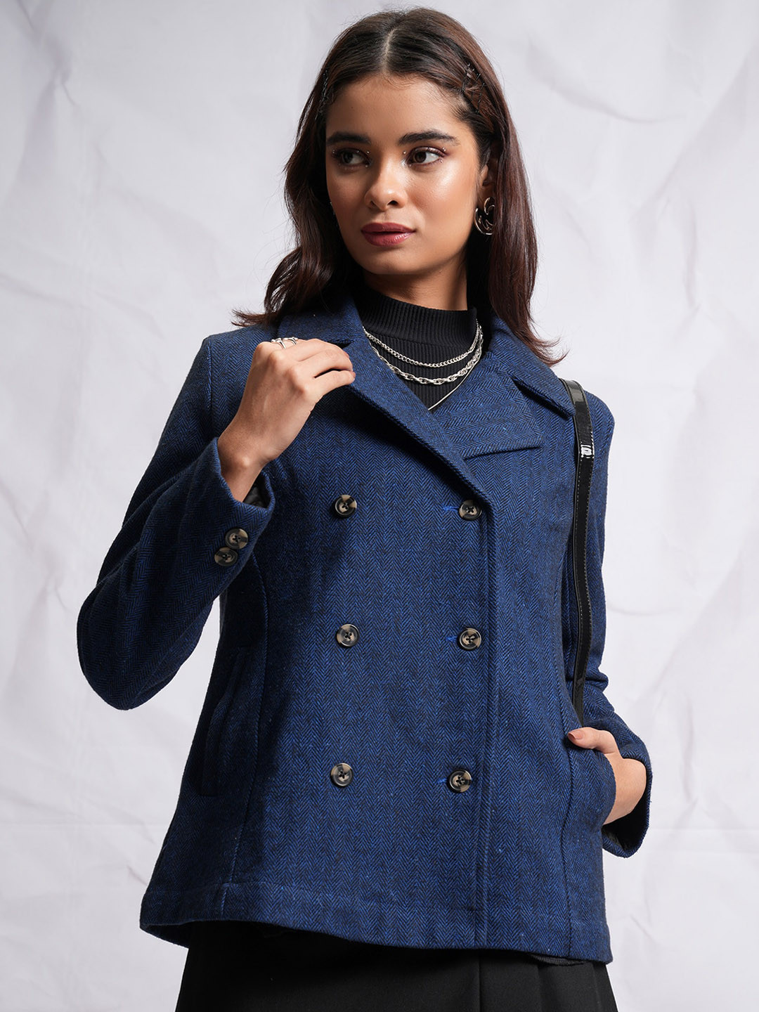 Tokyo Talkies Double Breasted Open Front Jacket