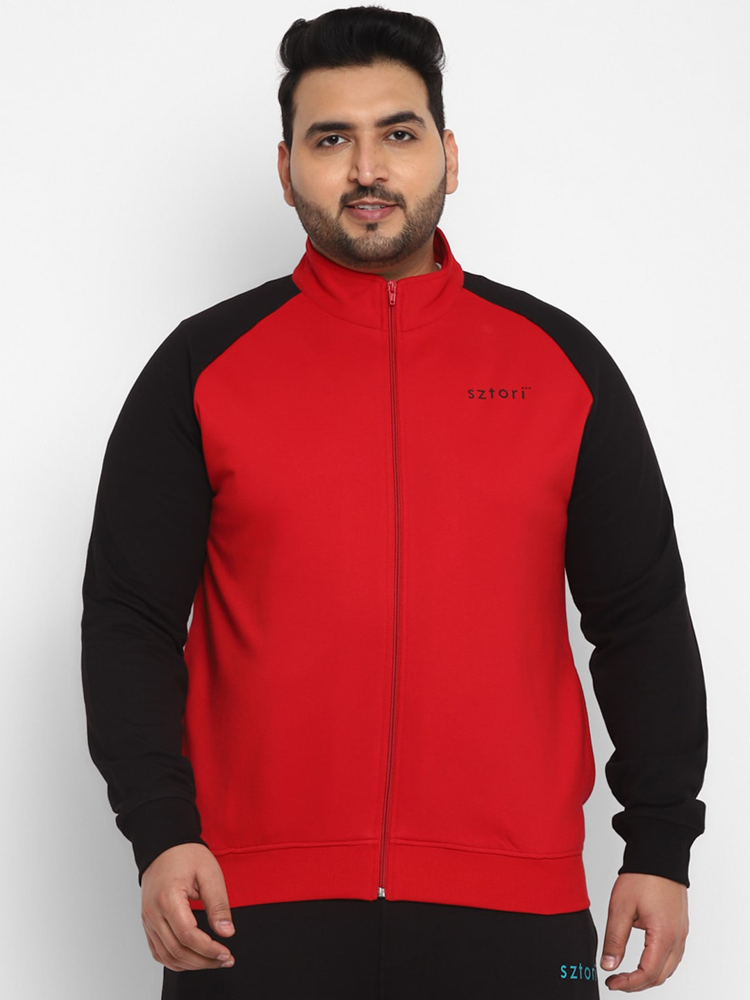 Sztori Plus Size Active Wear Mock Collar Long Sleeves Cotton Sporty Jacket