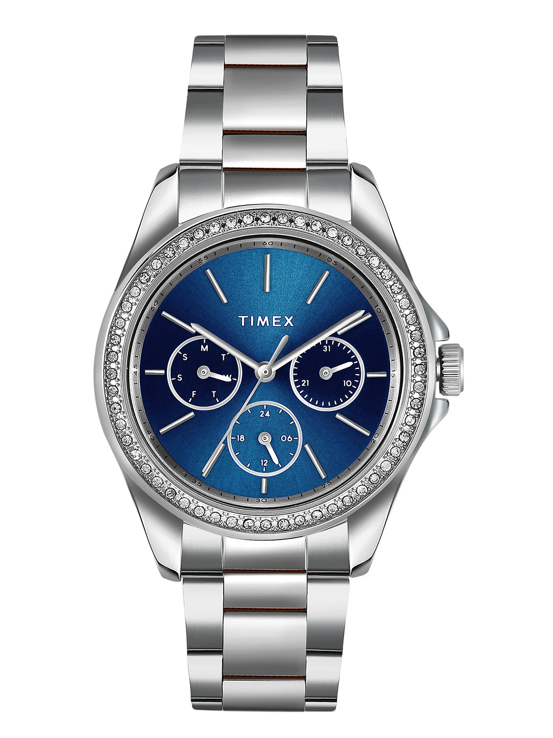 Timex Women Brass Dial & Stainless Steel Bracelet Style Straps Analogue Watch- TW000Z400