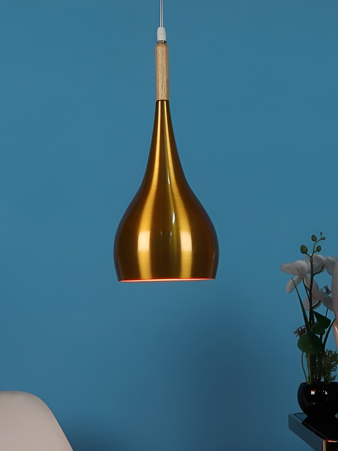 ELIANTE Gold-Toned Iron Contemporary Hanging Ceiling Lamp