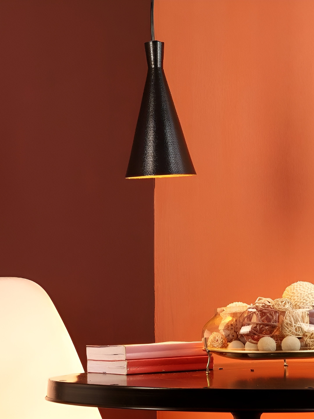 ELIANTE Black Bell Shaped Contemporary Iron Ceiling Lamp With Adjustable Cord