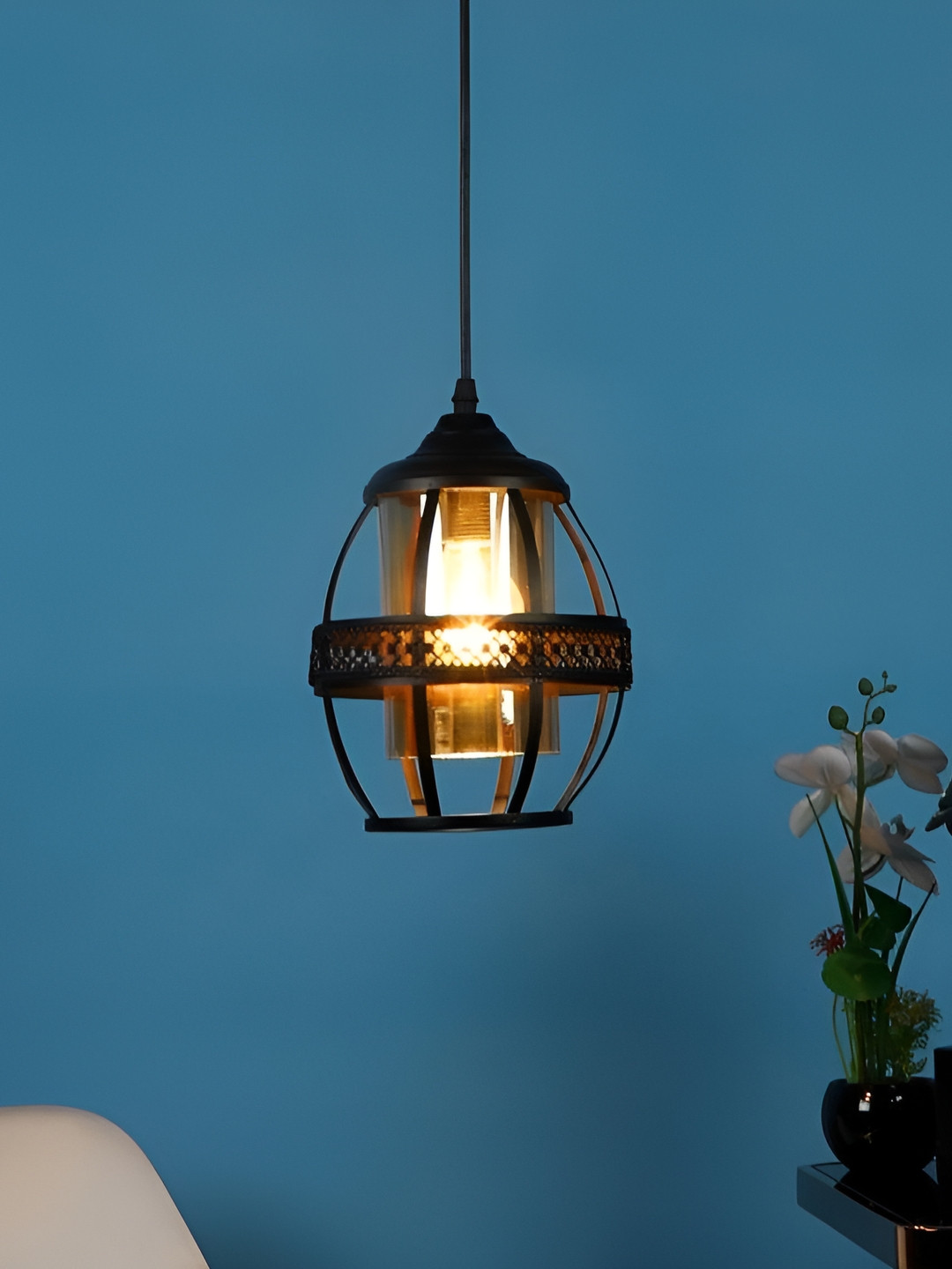 ELIANTE Black Textured Iron Contemporary Ceiling Lamp
