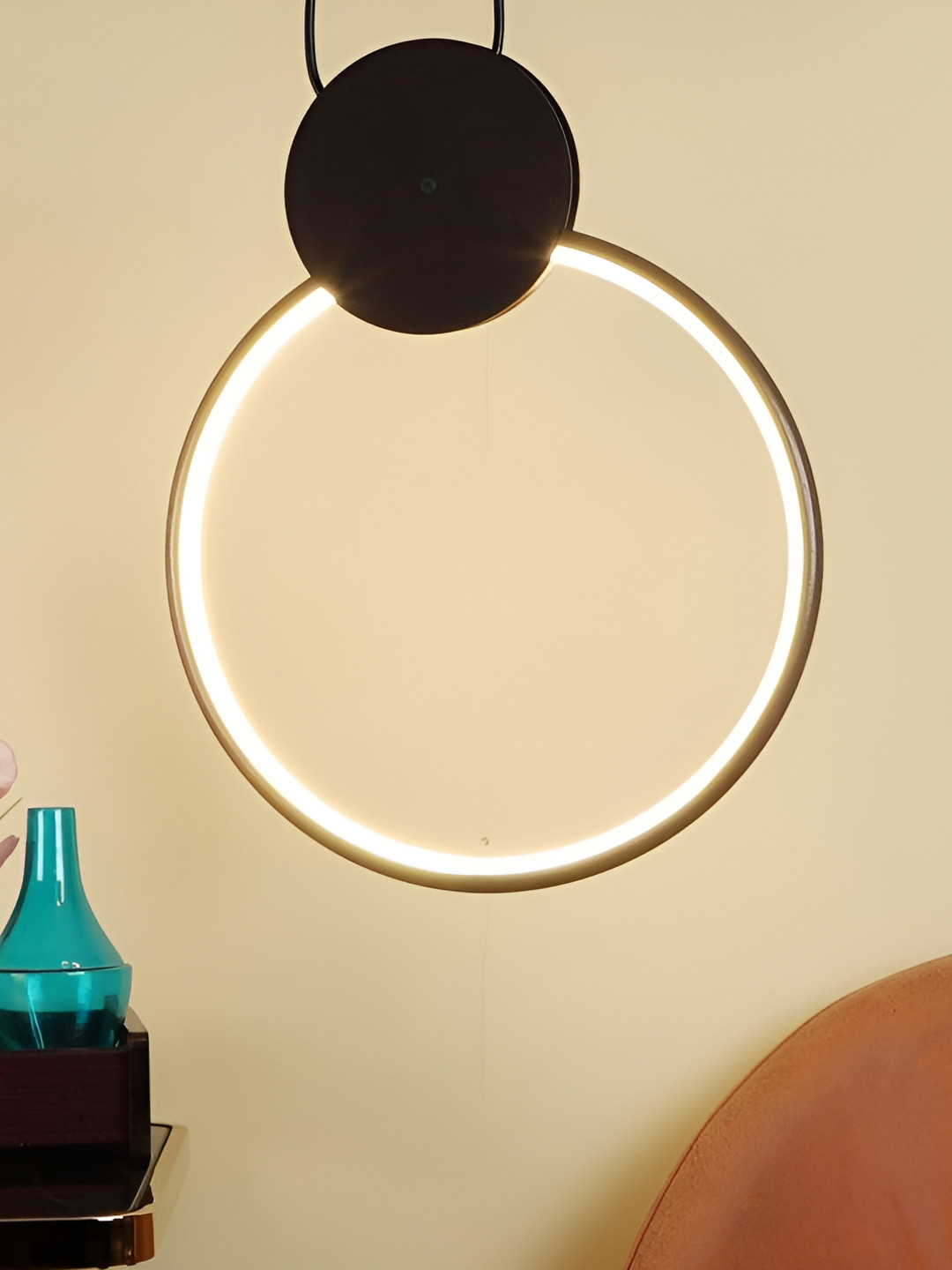 ELIANTE Brown Iron Contemporary Hanging RING LIGHT