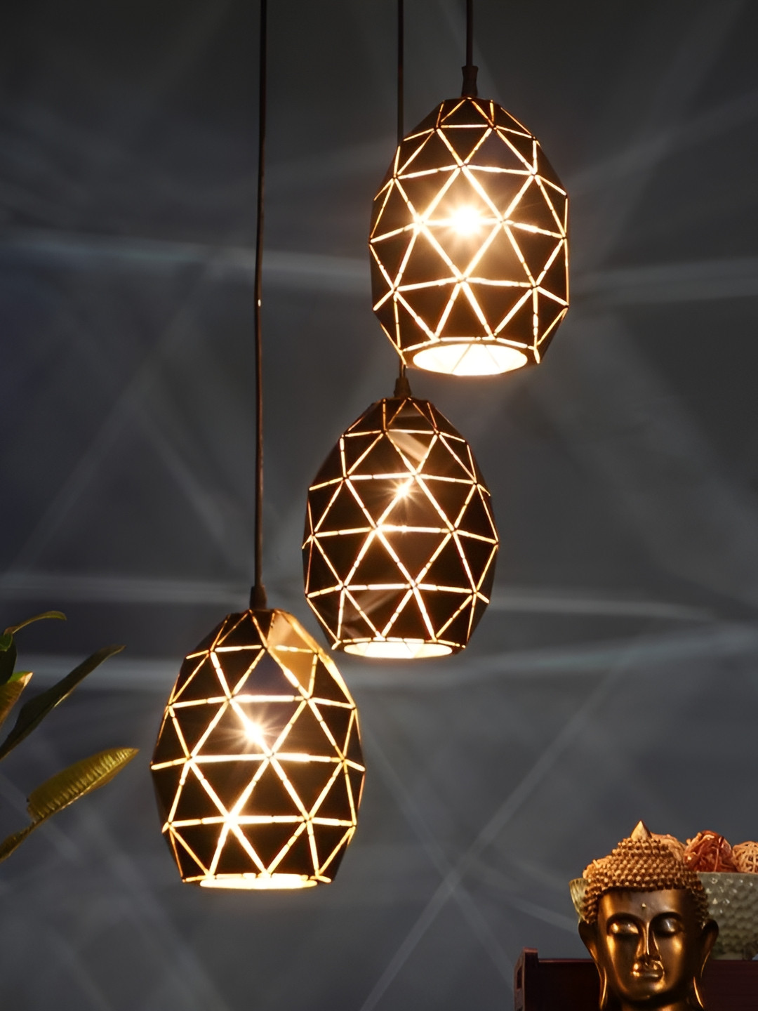 ELIANTE Black 3 Pieces Iron Contemporary Ceiling Lamp