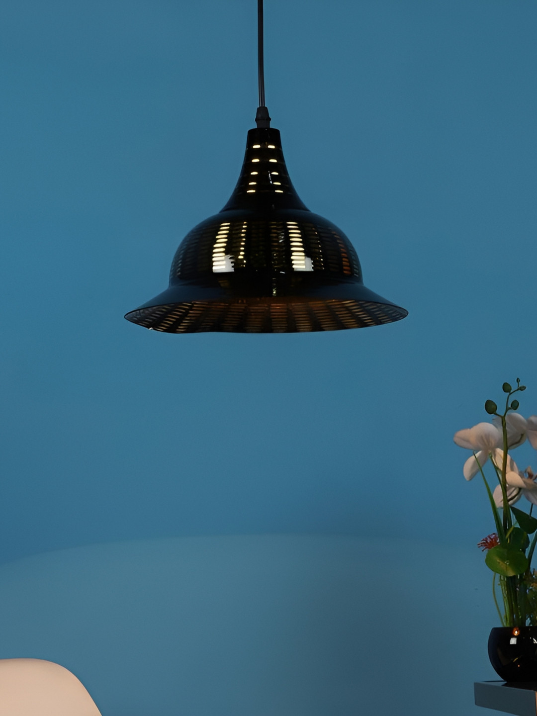 ELIANTE Black & Gold-Toned Bell Shaped Contemporary Ceiling Lamp