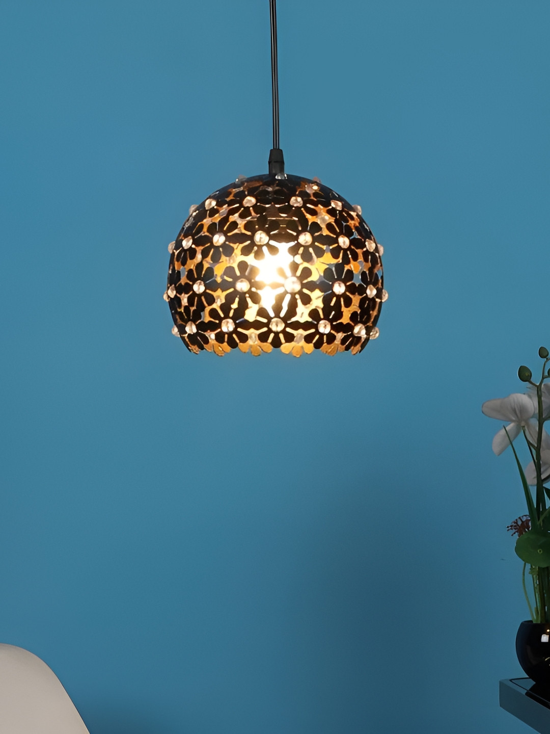 ELIANTE Black Iron Contemporary Semi-Spherical Ceiling Lamp