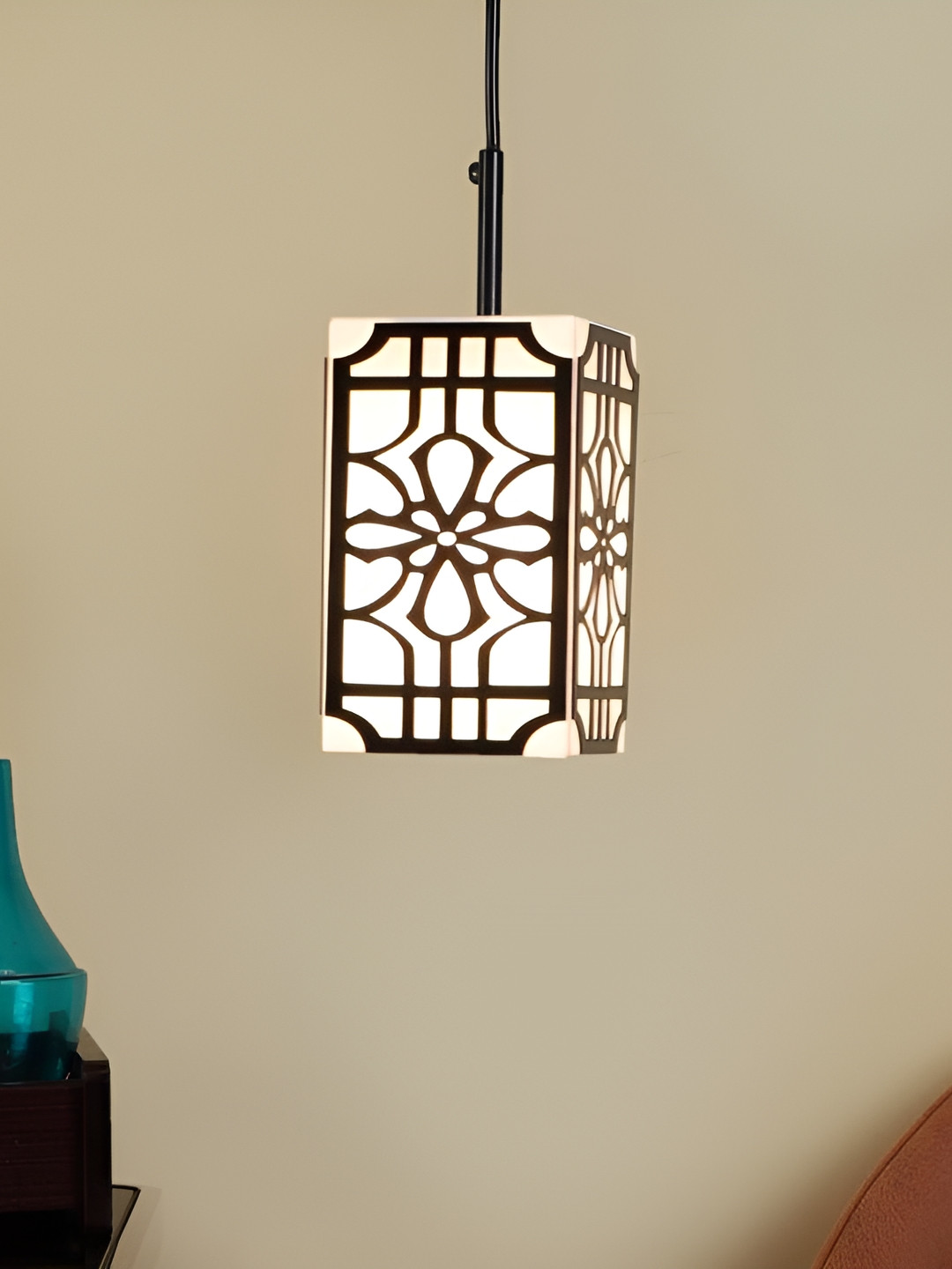 ELIANTE Black Iron Textured Contemporary Rectangular Ceiling Lamp