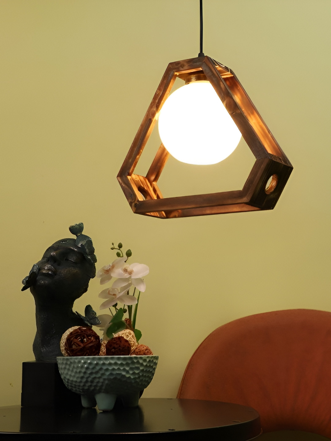 ELIANTE Brown and Black Wooden Contemporary Ceiling Lamp