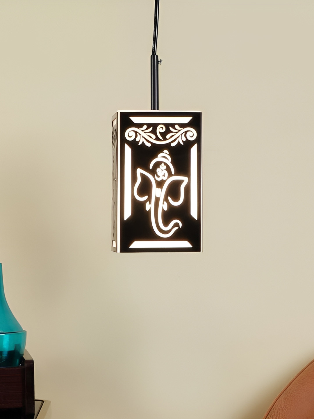 ELIANTE Black Iron Rectangle Contemporary Ceiling Lamp