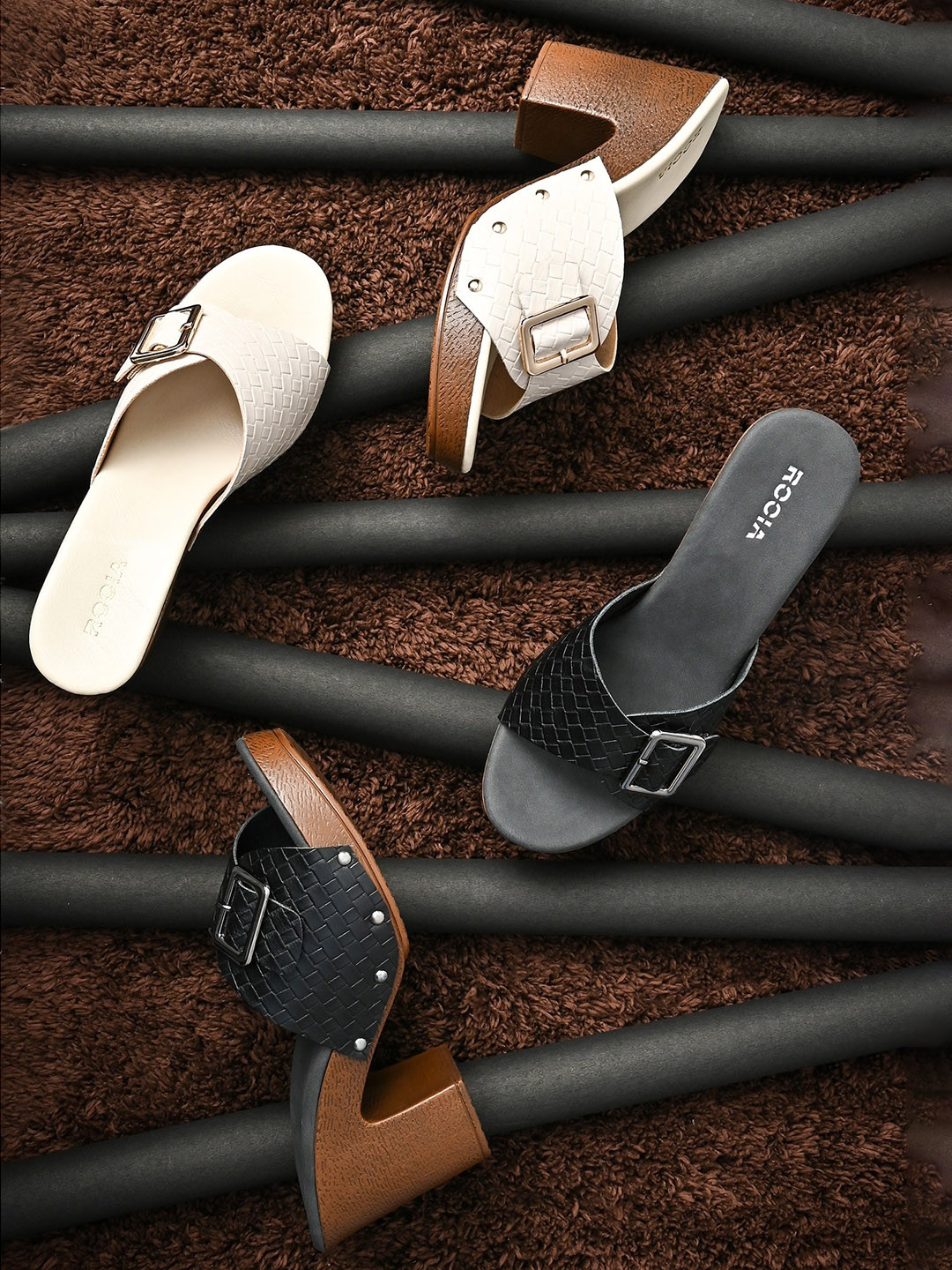 Rocia Textured Buckle Block Heels