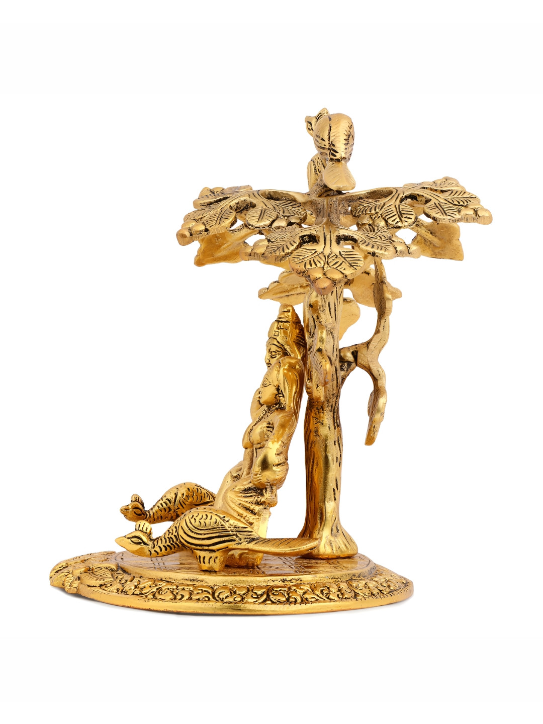 INTERNATIONAL GIFT Radha Krishna Gold Metal Metallic Prayer Room Small Showpiece - 7.9 Inches