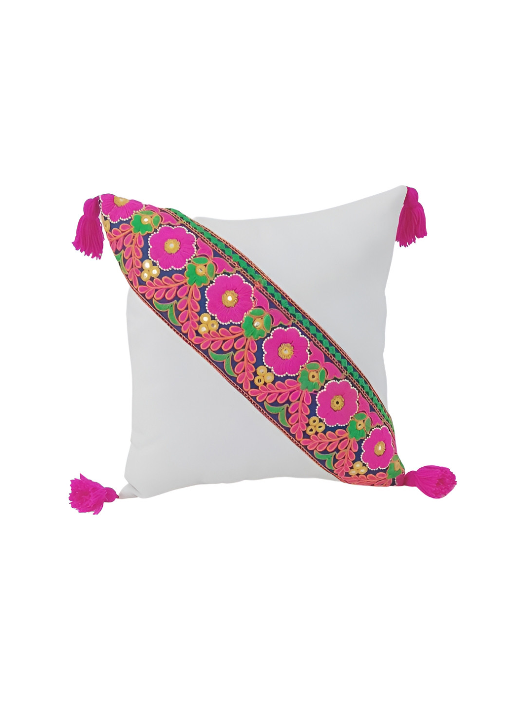 THROWPILLOW White & Pink Floral Square Cushion Cover
