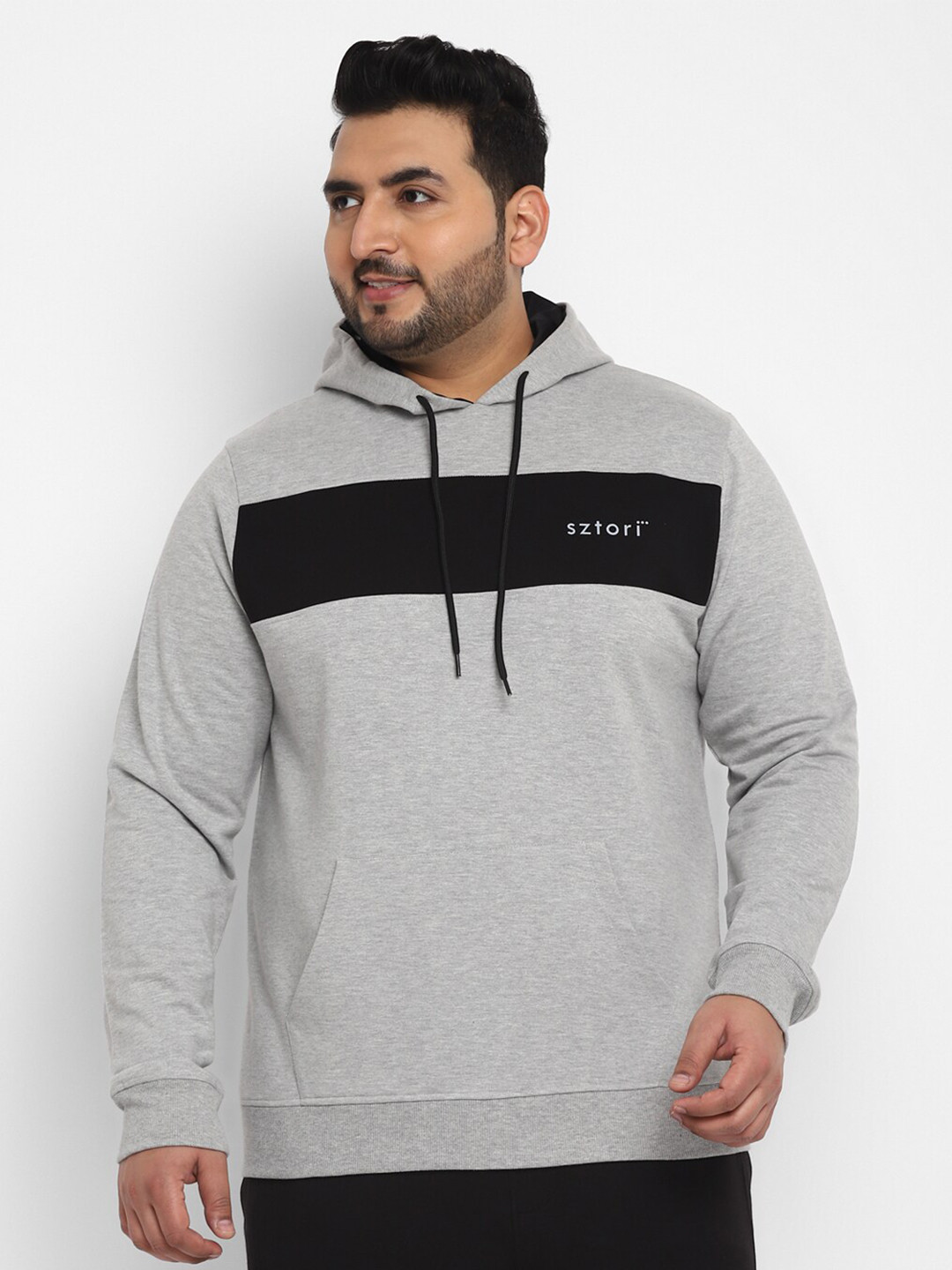 Sztori Colourblocked Active Wear Hooded Cotton Sweatshirt