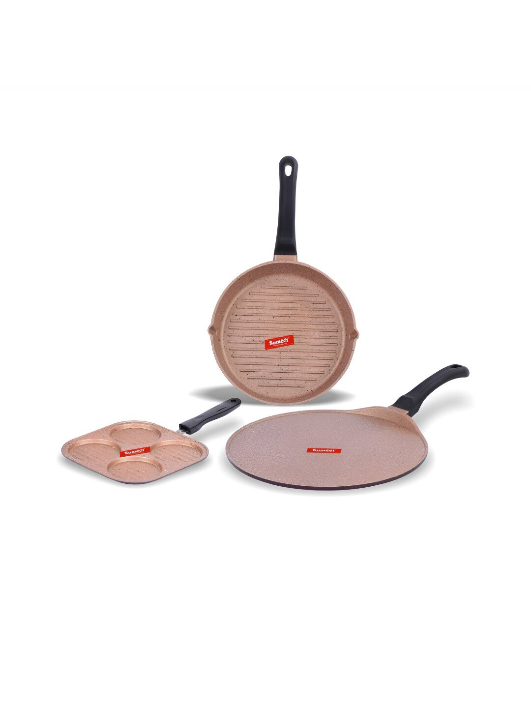 Sumeet Peach 3 Pieces Aluminium Dishwasher Safe Cookware Set