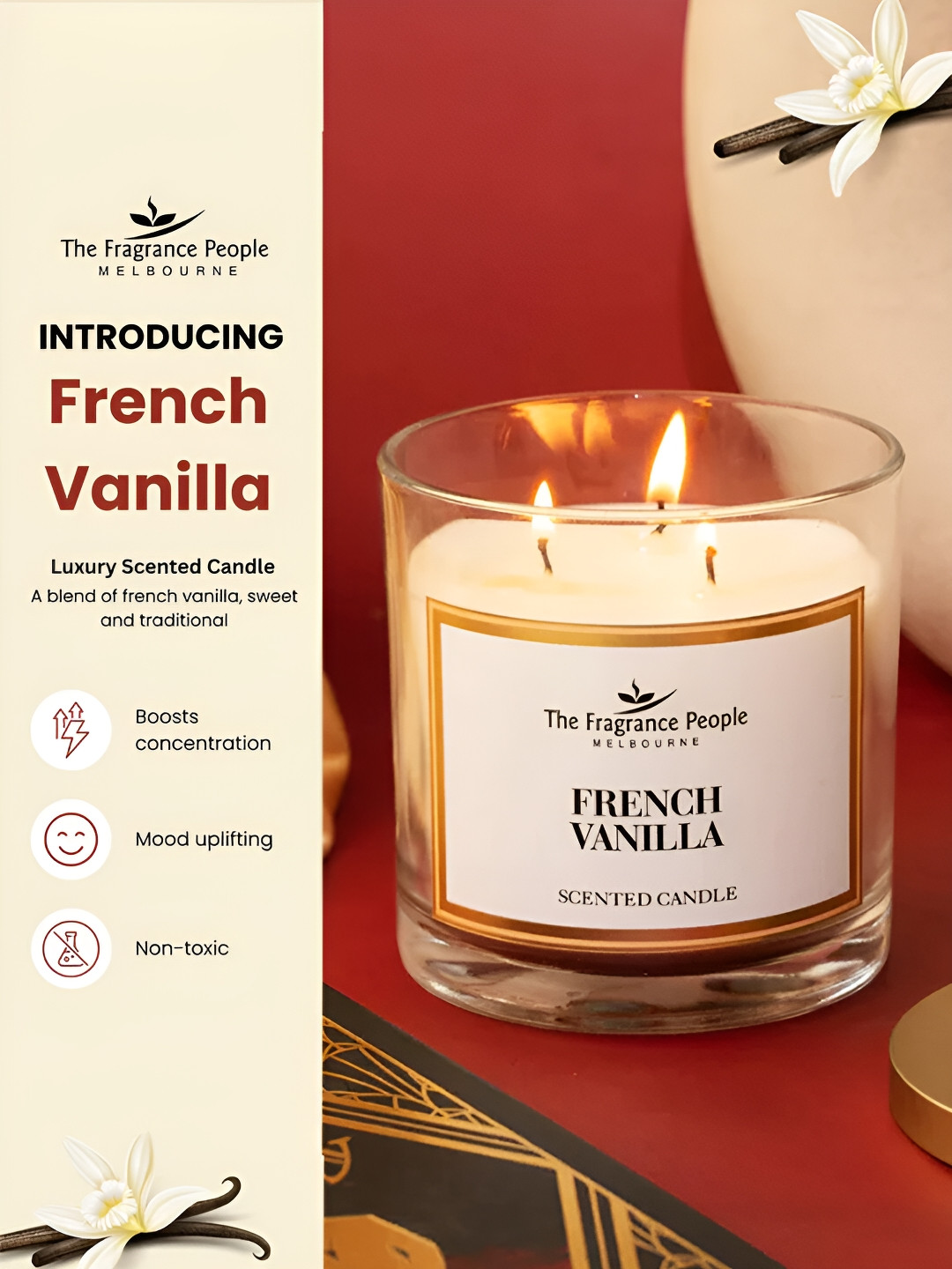 The Better Home French Scented 3 Wick French Vanilla Solid Geometric Regular Jar Candles