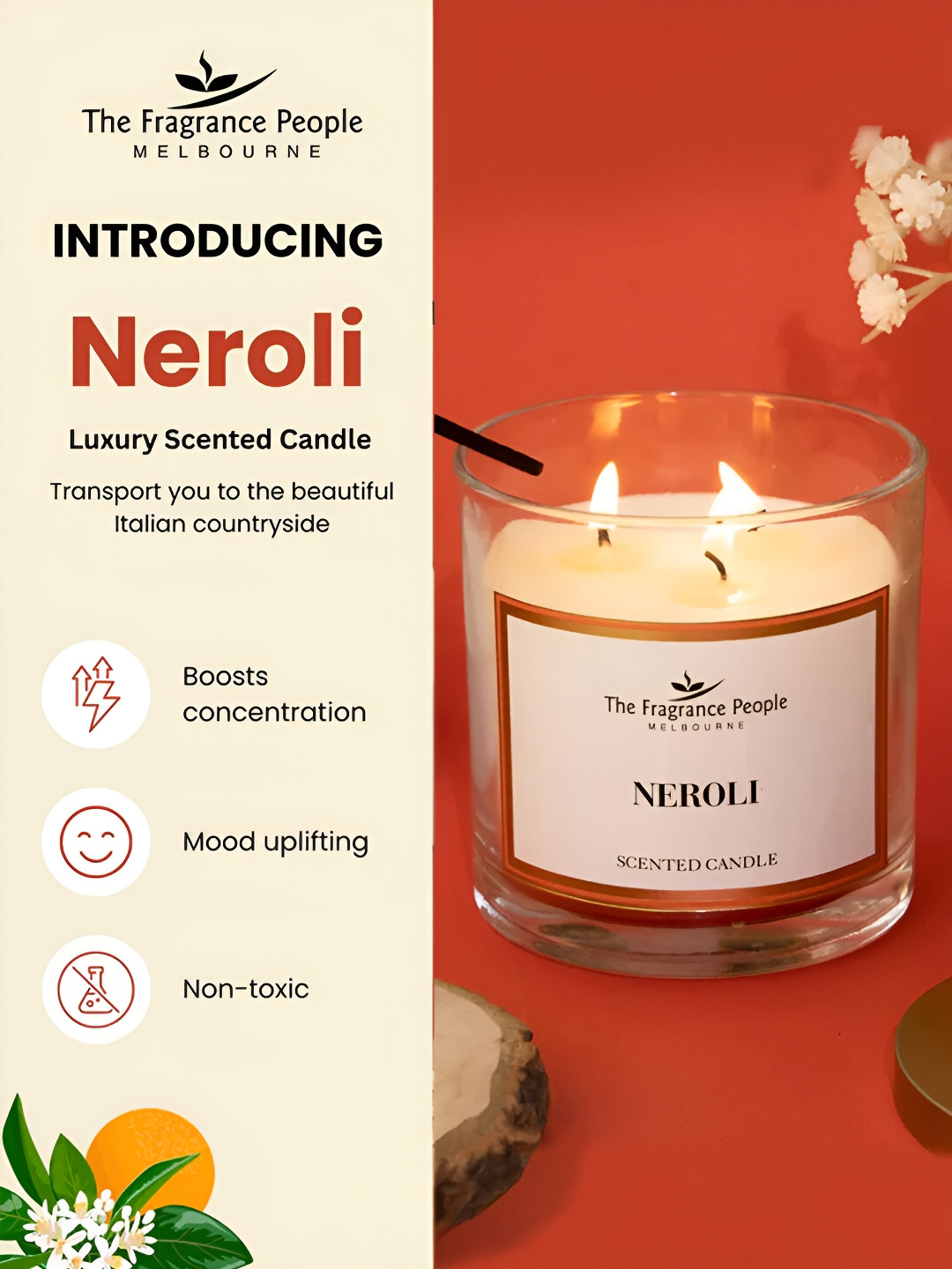The Better Home Neroli Scented 3 Wick Solid Geometric Regular Jar Candles