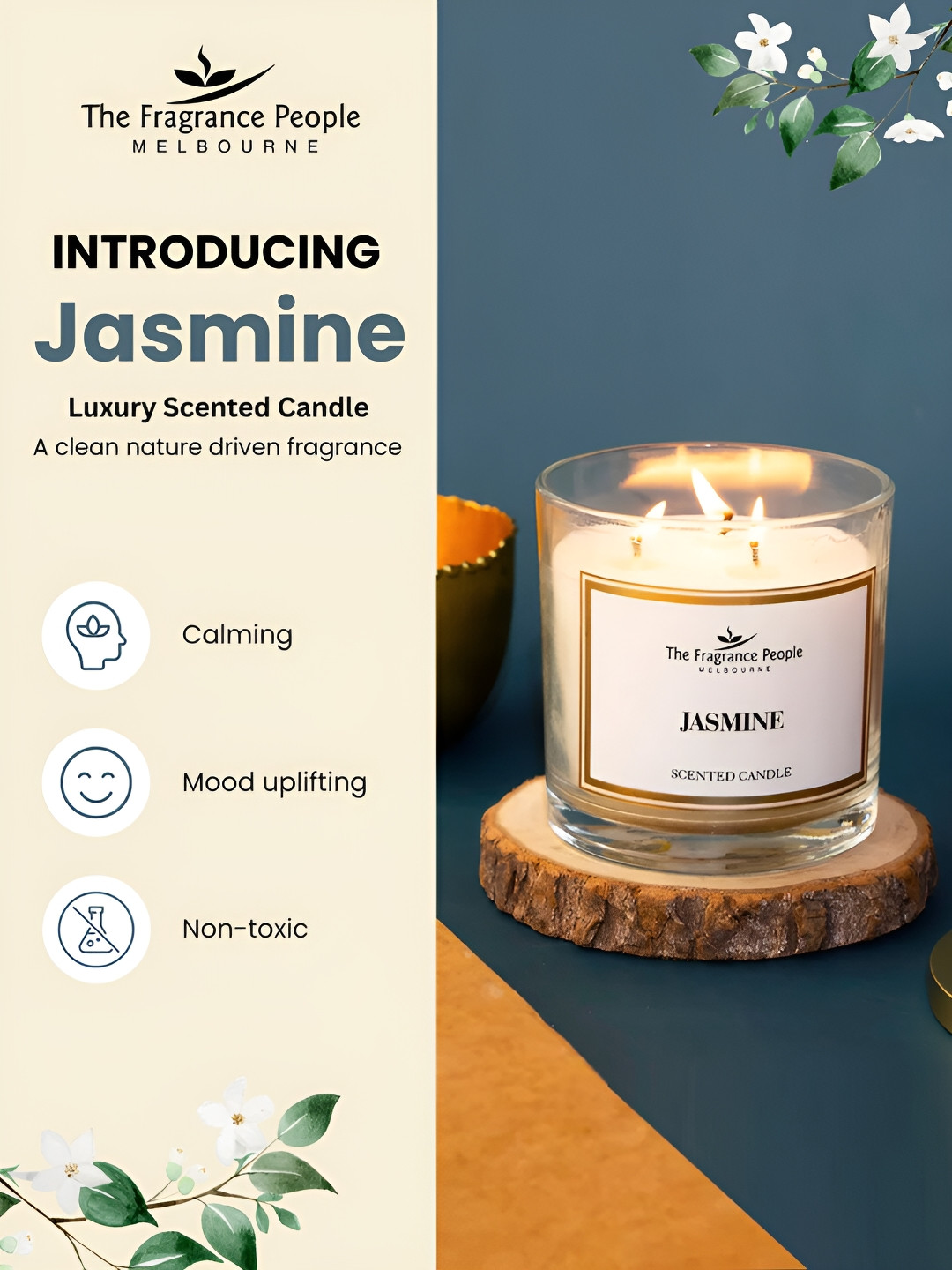The Better Home Scented 3 Wick Jasmine Solid Geometric Regular Jar Candles