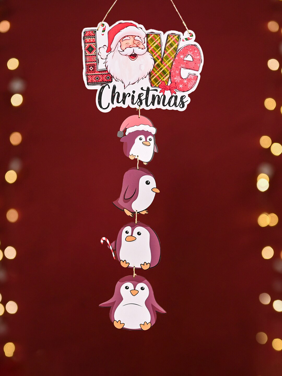 DecorTwist Purple & White Wooden Christmas Wall Hanging Decor