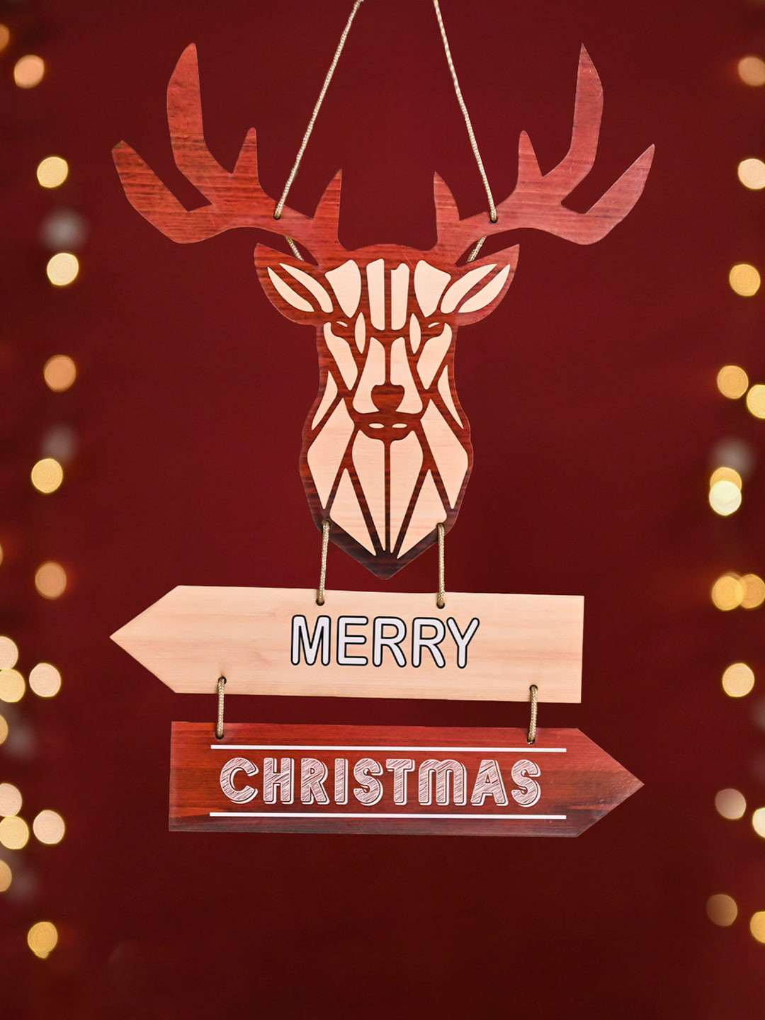 DecorTwist Reindeer Wood Matte Hanging Hall Wall Hangings-18.7In