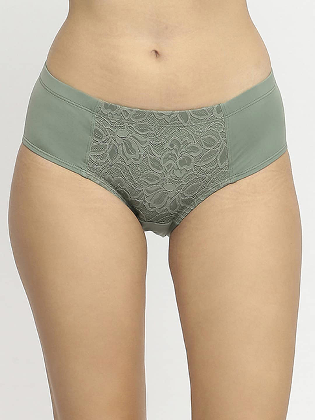 SOIE Women High Waist Full Coverage Lace Briefs FP-1705GRASS-GRASS