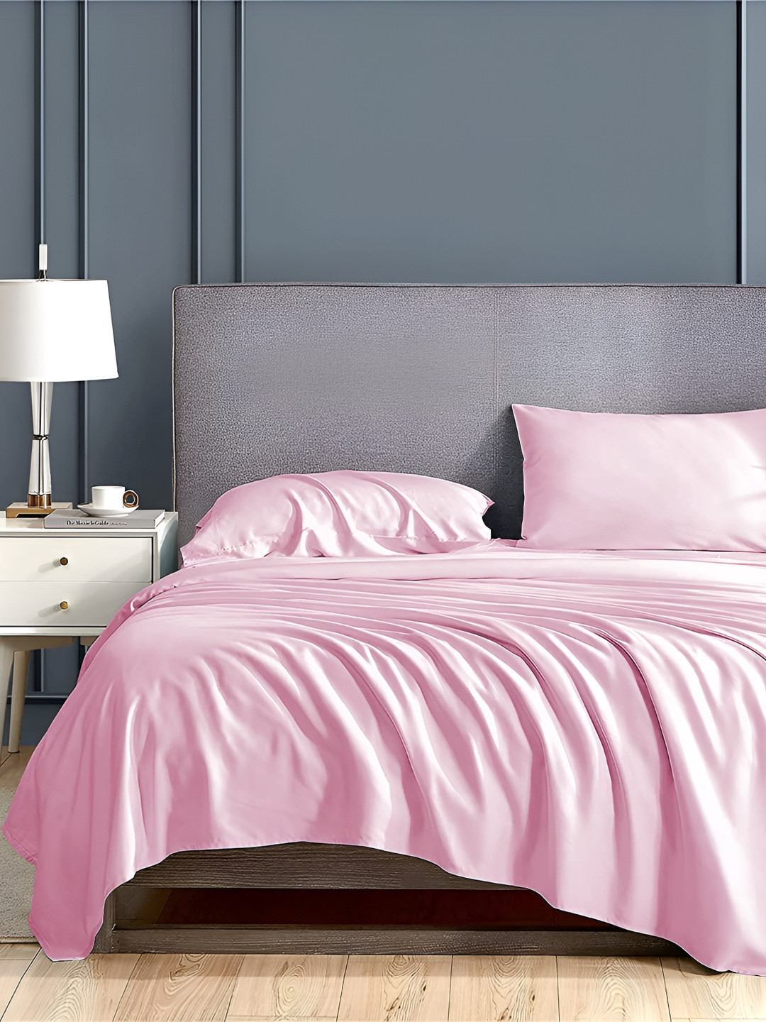 Bevi Pink Microfiber 180 TC Double Fine Bedsheet with a Pillow Cover-60 x 90 inches