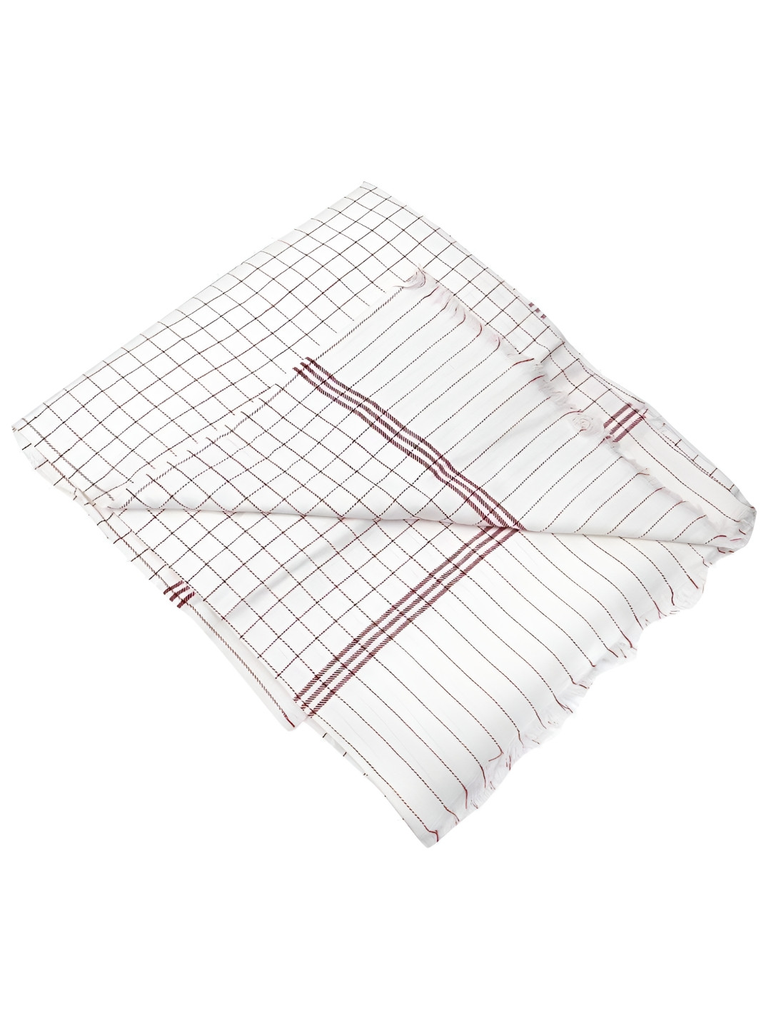 COZYEXPORTS White & Maroon Checked AC Room 300 GSM Single Bed Dohar