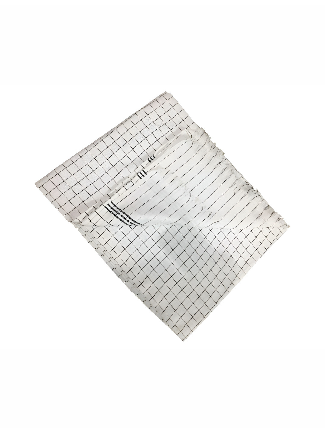 COZYEXPORTS White & Black Checked AC Room 300 GSM Single Bed Dohar