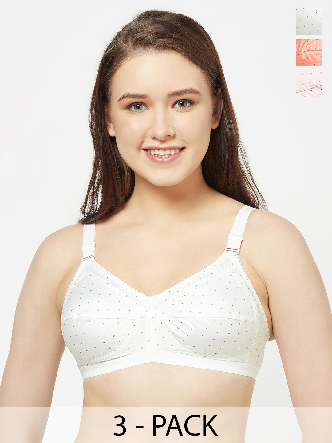 T.T. Pack Of 3 Floral Printed Platting Full Coverage T-shirt Bras With All Day Comfort