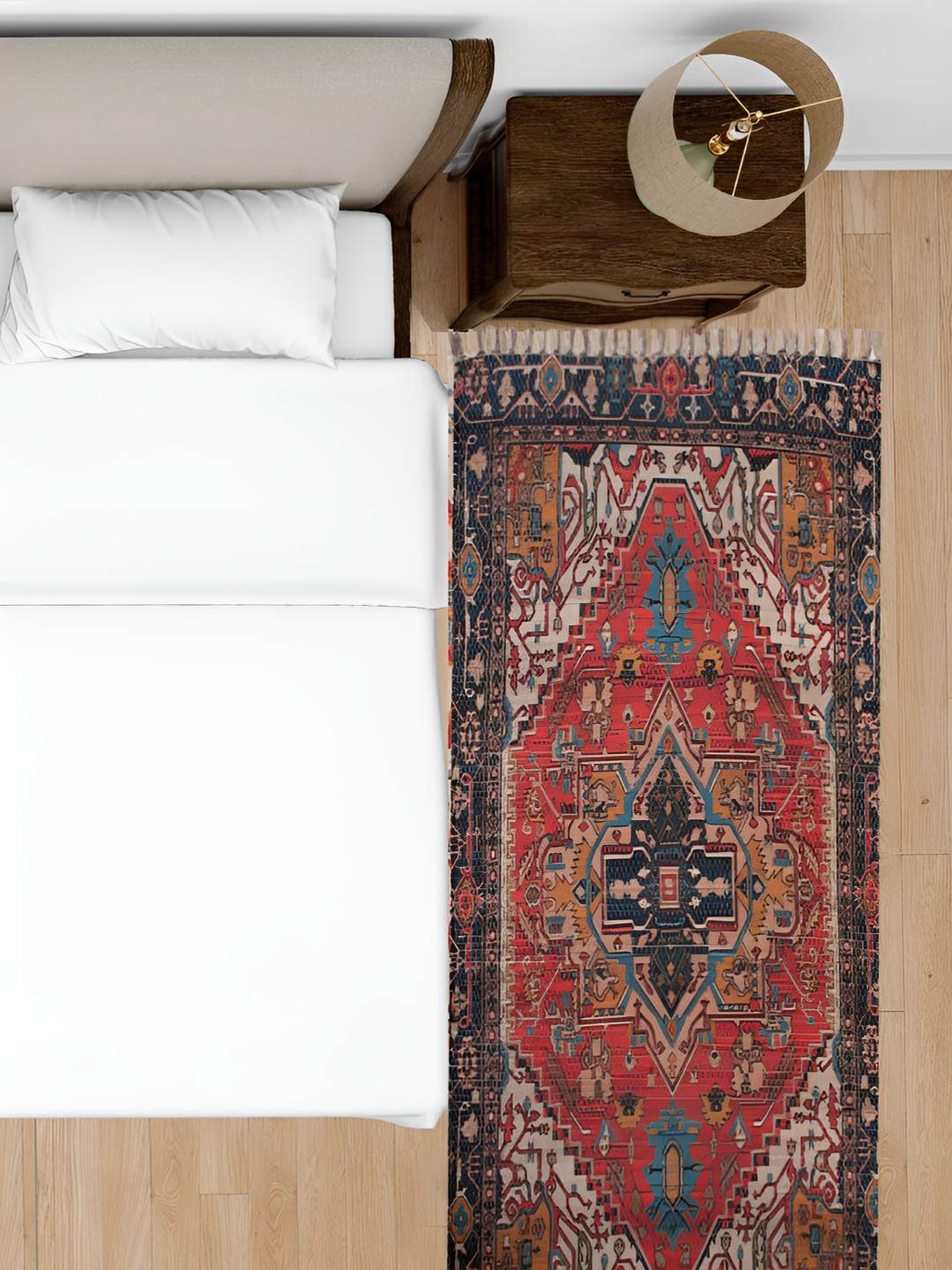 HOMADORN Red& Blue Rectangular Ethnic Motifs Floor Dhurries