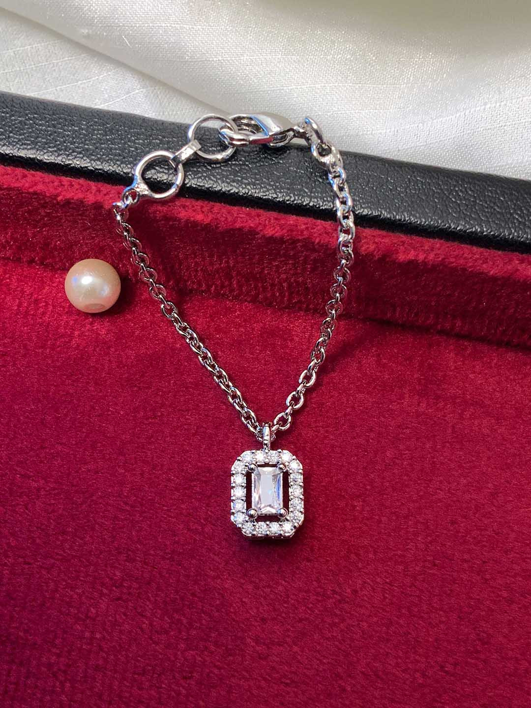 ABDESIGNS Silver-Plated American Diamond-Studded Watch Charm