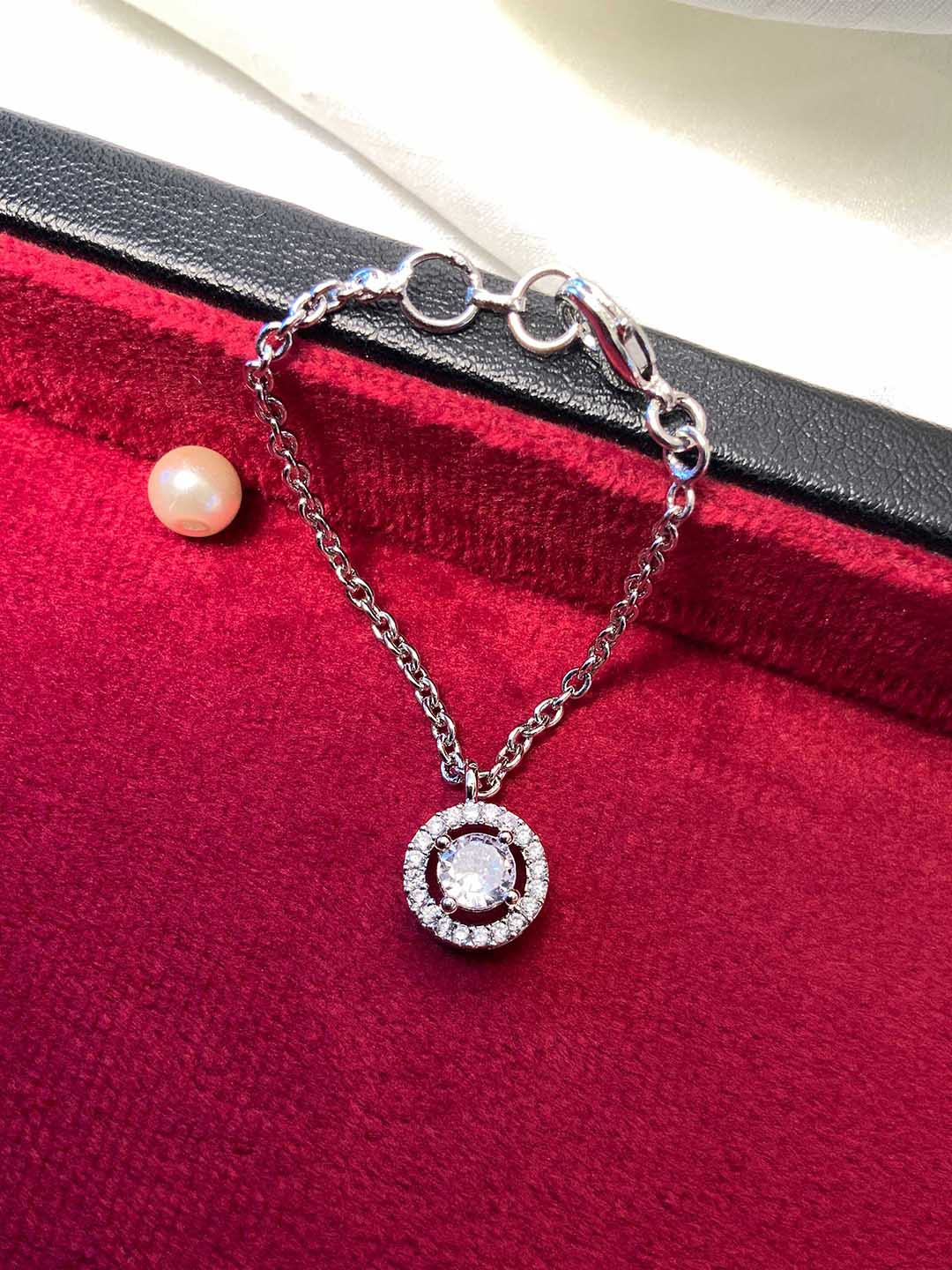 ABDESIGNS Silver-Plated American Diamond-studded Watch Charm