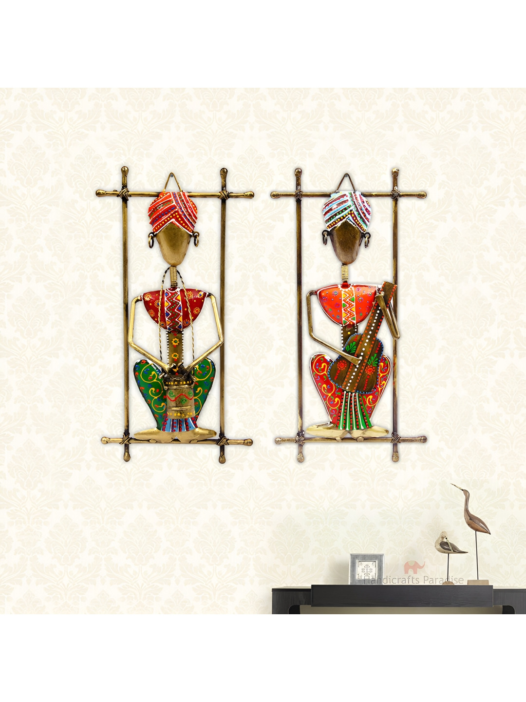 HANDICRAFTS PARADISE musicians Wall Ar Metal Glossy 2Pcs Abstract Wall Decor-2.5In