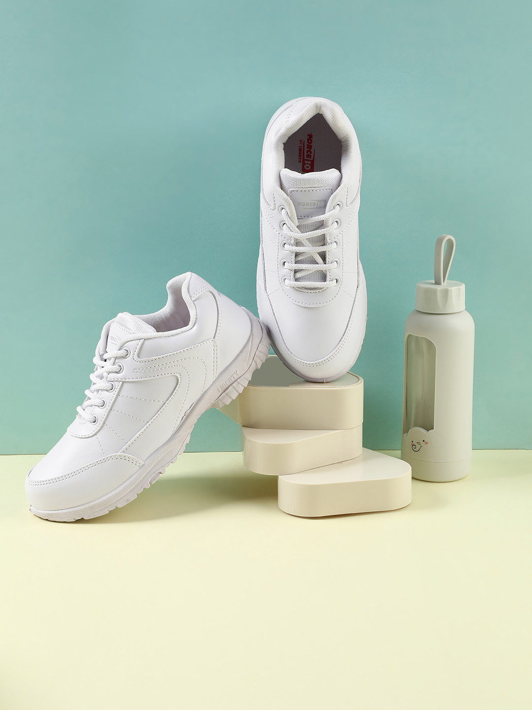 Liberty Force10 kids White Lacing School Shoes