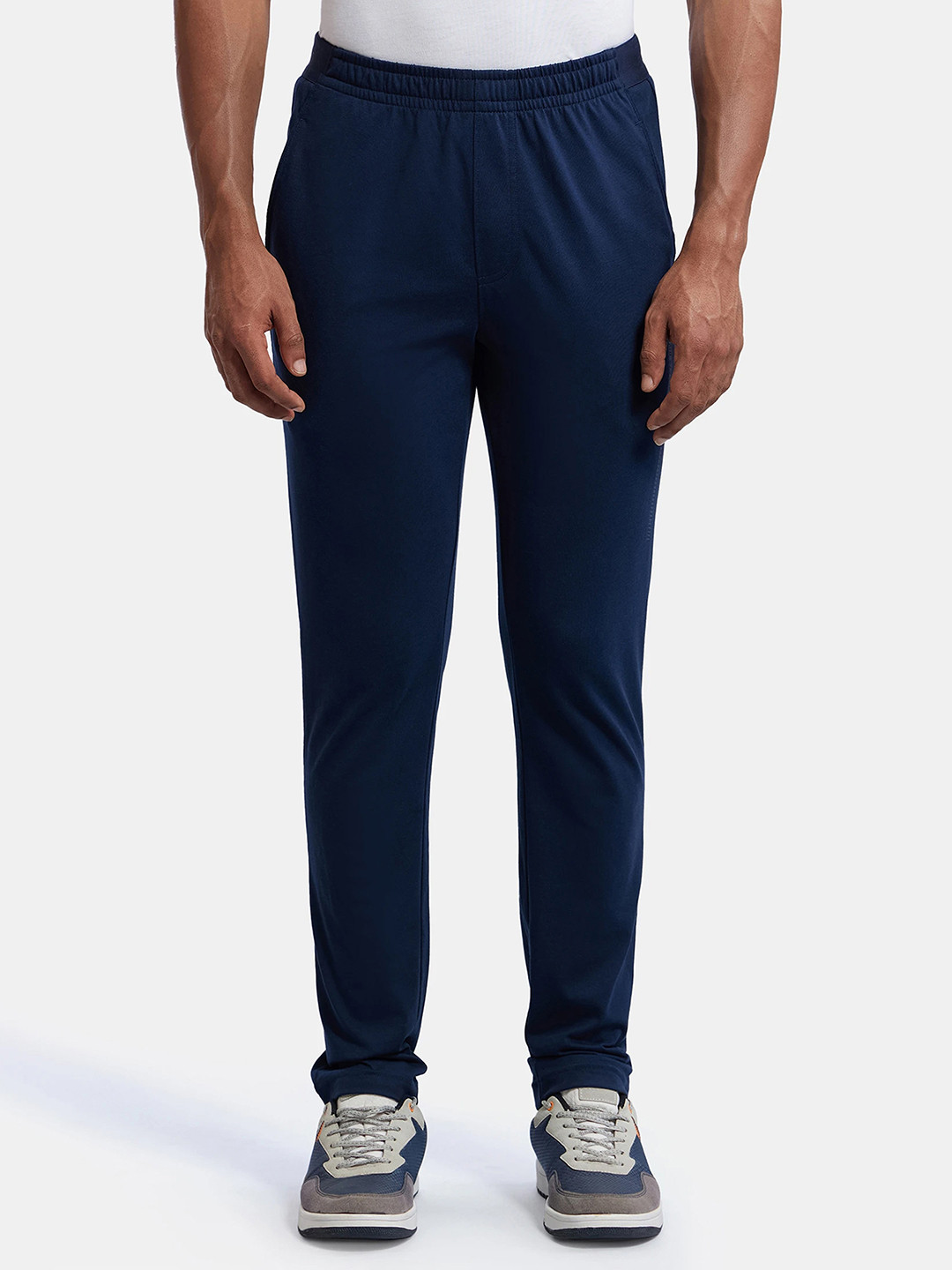 Jockey Combed Cotton Rich Slim Fit Trackpants with Side and Zipper Media Pockets -AM49