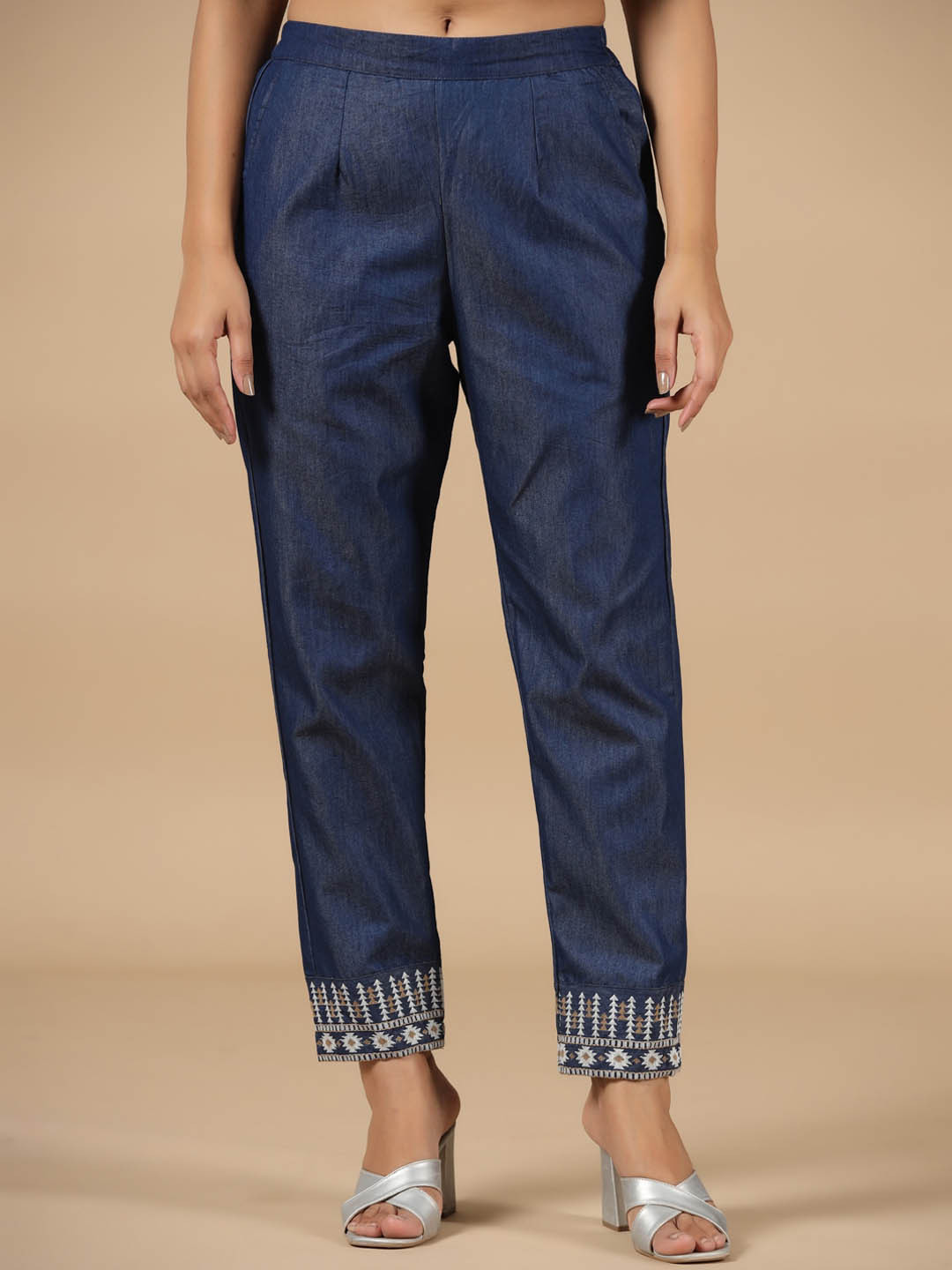 SAVI Women Relaxed Ethnic Cigarette Trousers