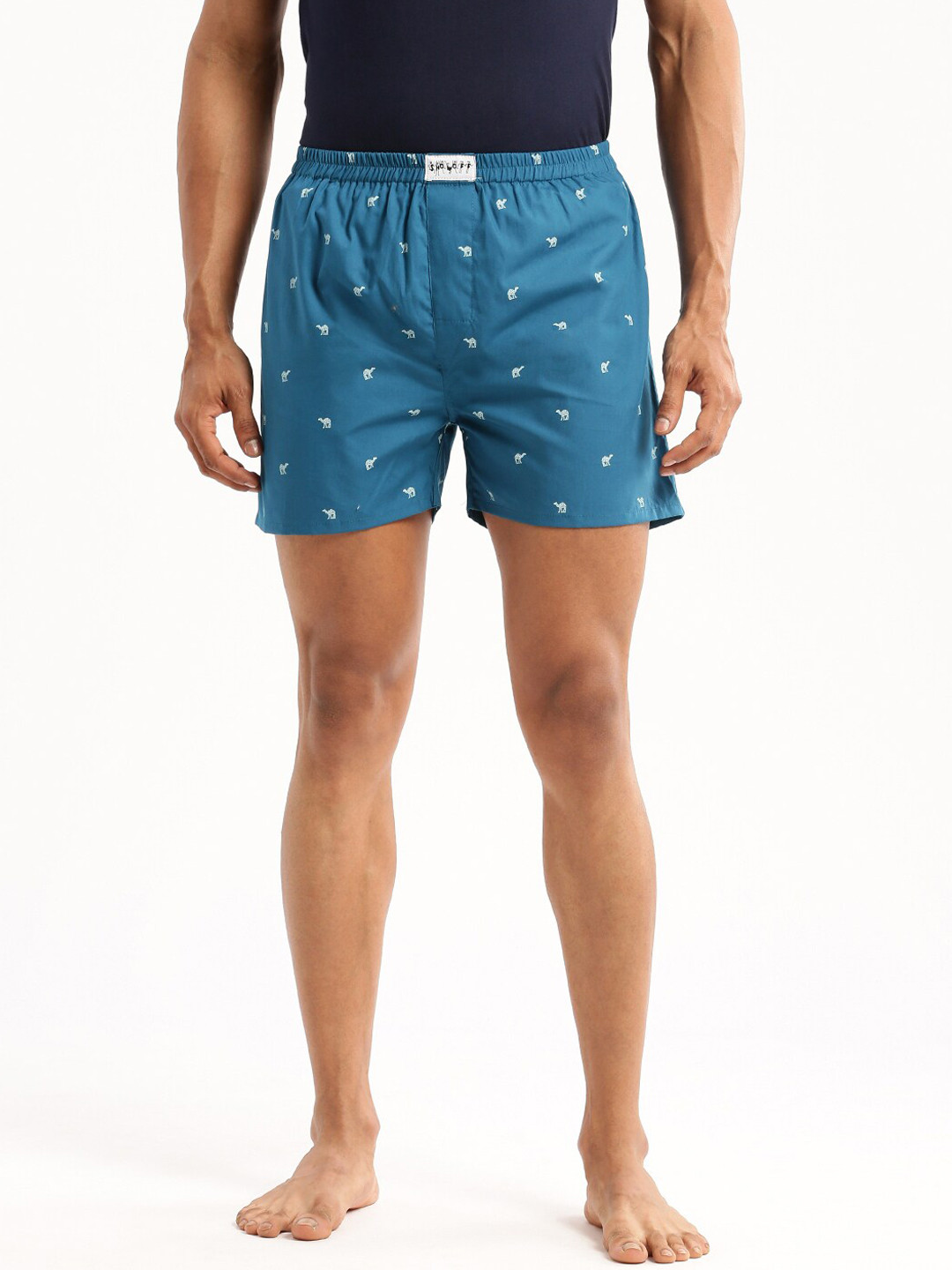 SHOWOFF Slim Fit Conversational Printed Cotton Boxer AM-126-7_Teal