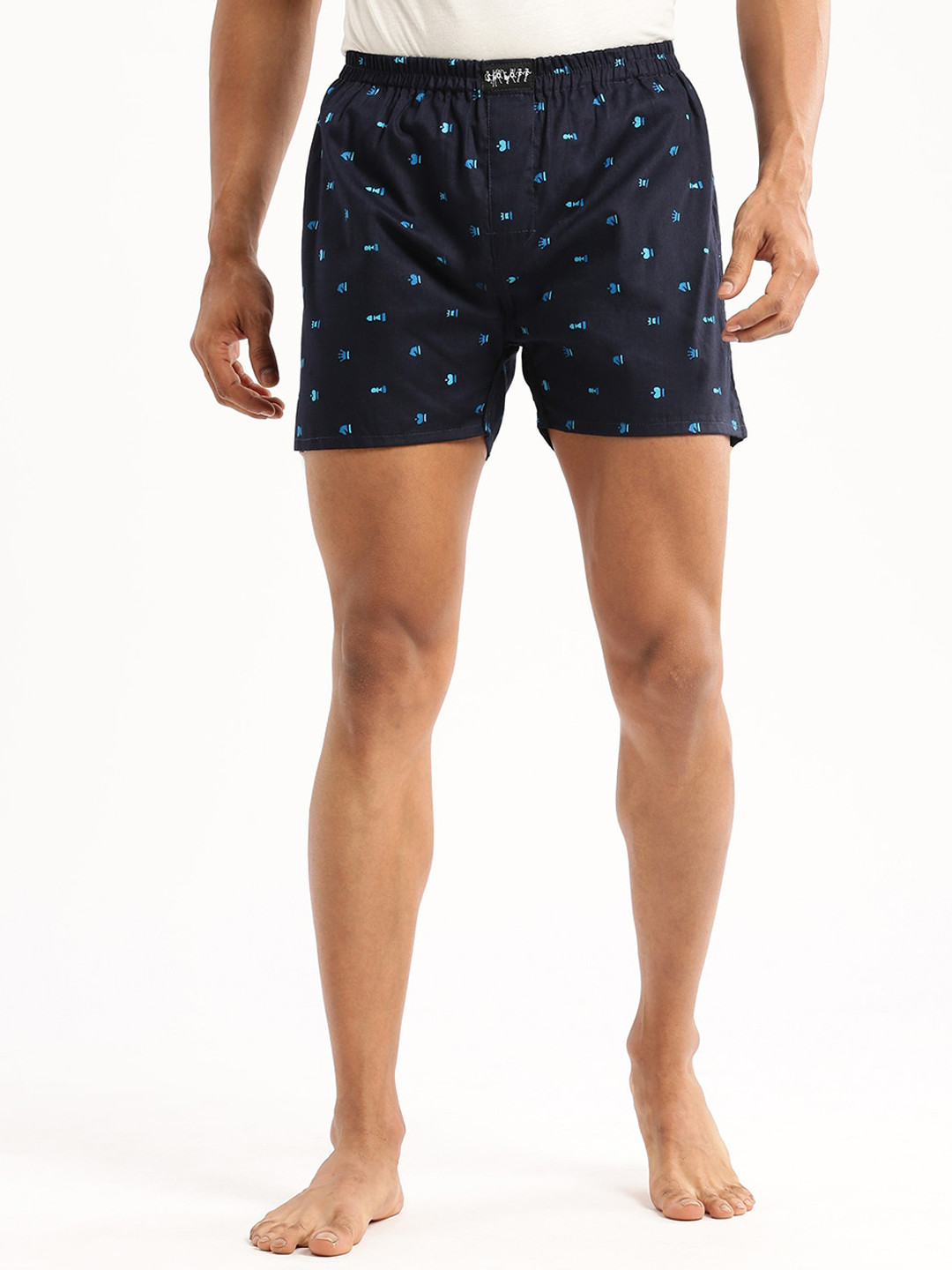 SHOWOFF Slim Fit Conversational Printed Cotton Boxer AM-126-17_NavyBlue