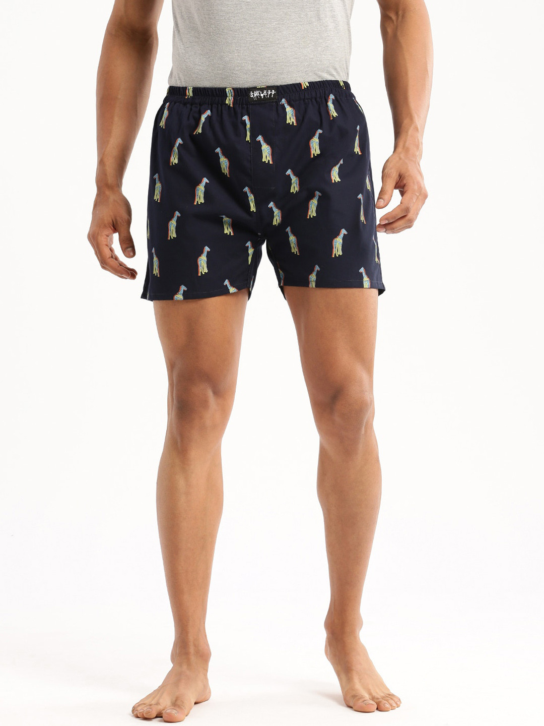 SHOWOFF Slim Fit Conversational Printed Cotton Boxer AM-126-5_NavyBlue