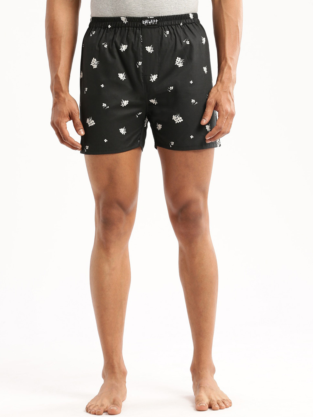 SHOWOFF Slim Fit Conversational Printed Cotton Boxer AM-126-8_Black