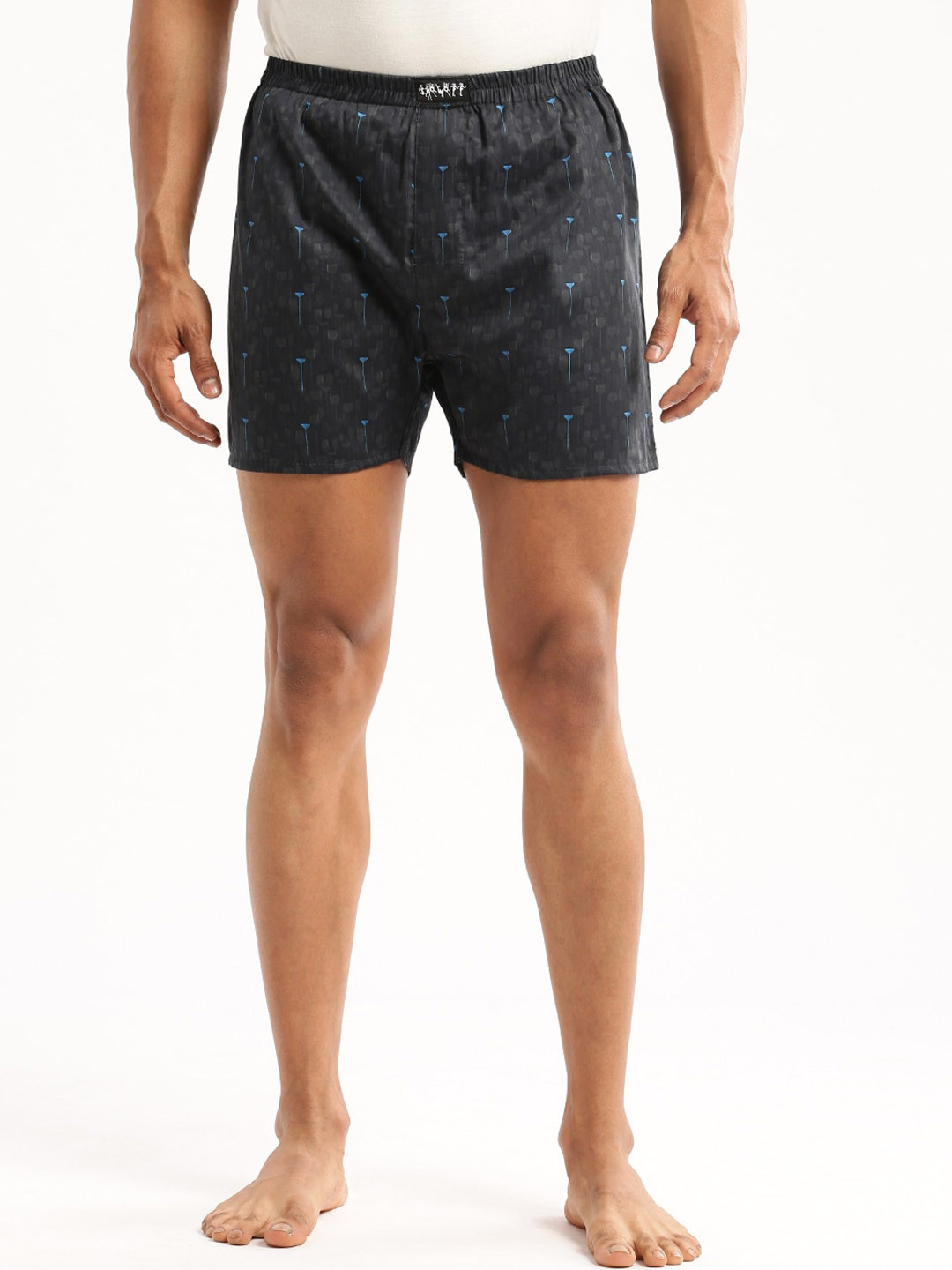 SHOWOFF Men Printed Slim Fit Boxers AM-126-10_Charcoal