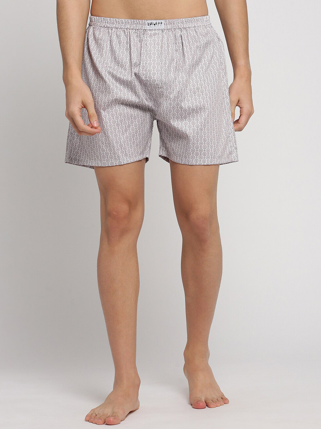 SHOWOFF Slim Fit Conversational Printed Cotton Boxer AM-131-6_OffWhite
