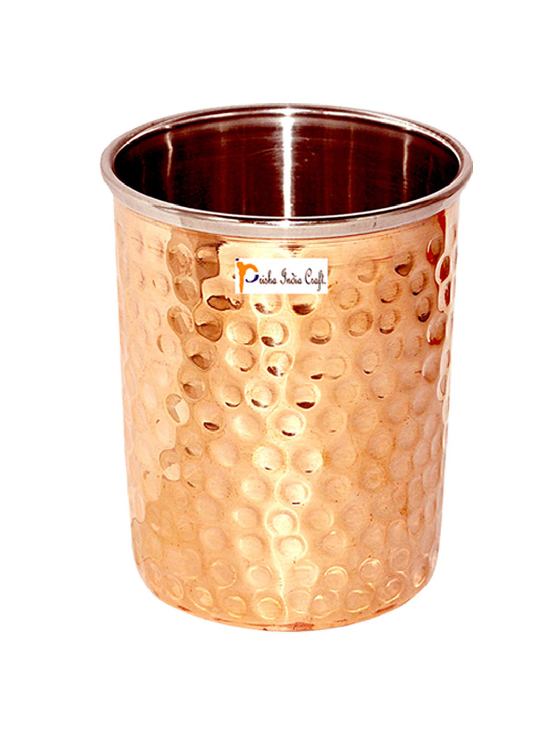 PRISHA INDIA CRAFT Gold Toned Solid Copper Water Or Juice Glass 250 ML