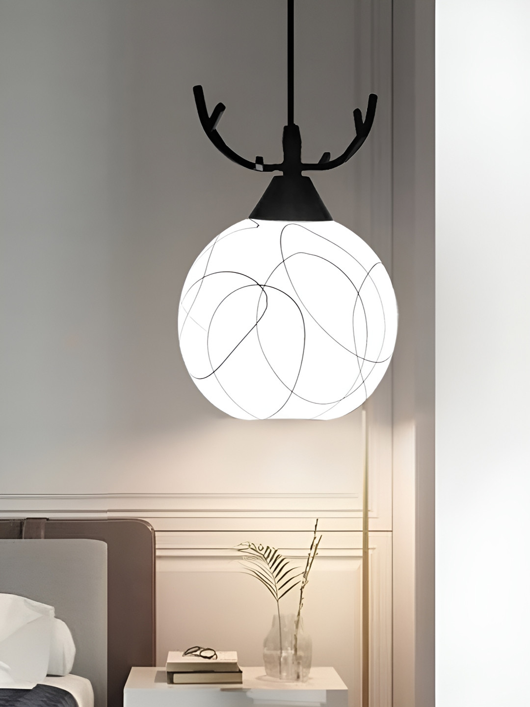 Lyse Decor White Hanging Spherical Ceiling Lamp