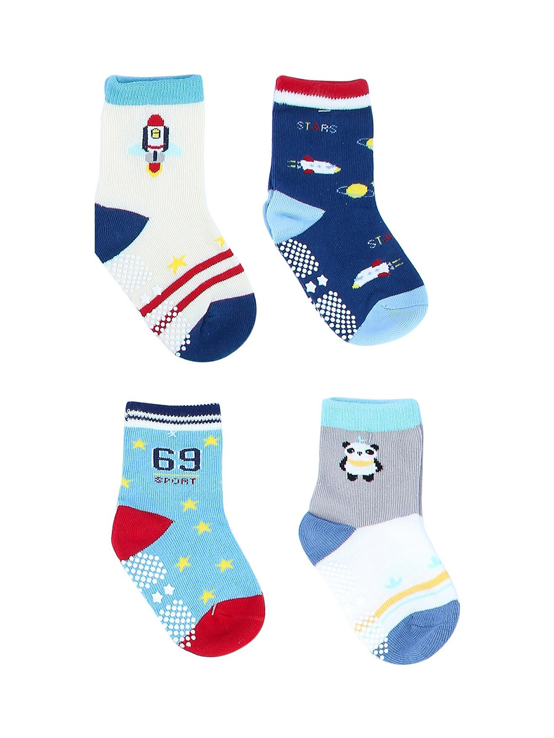 NEOBABY Kids Pack Of 4 Ankle-Length Cotton Socks