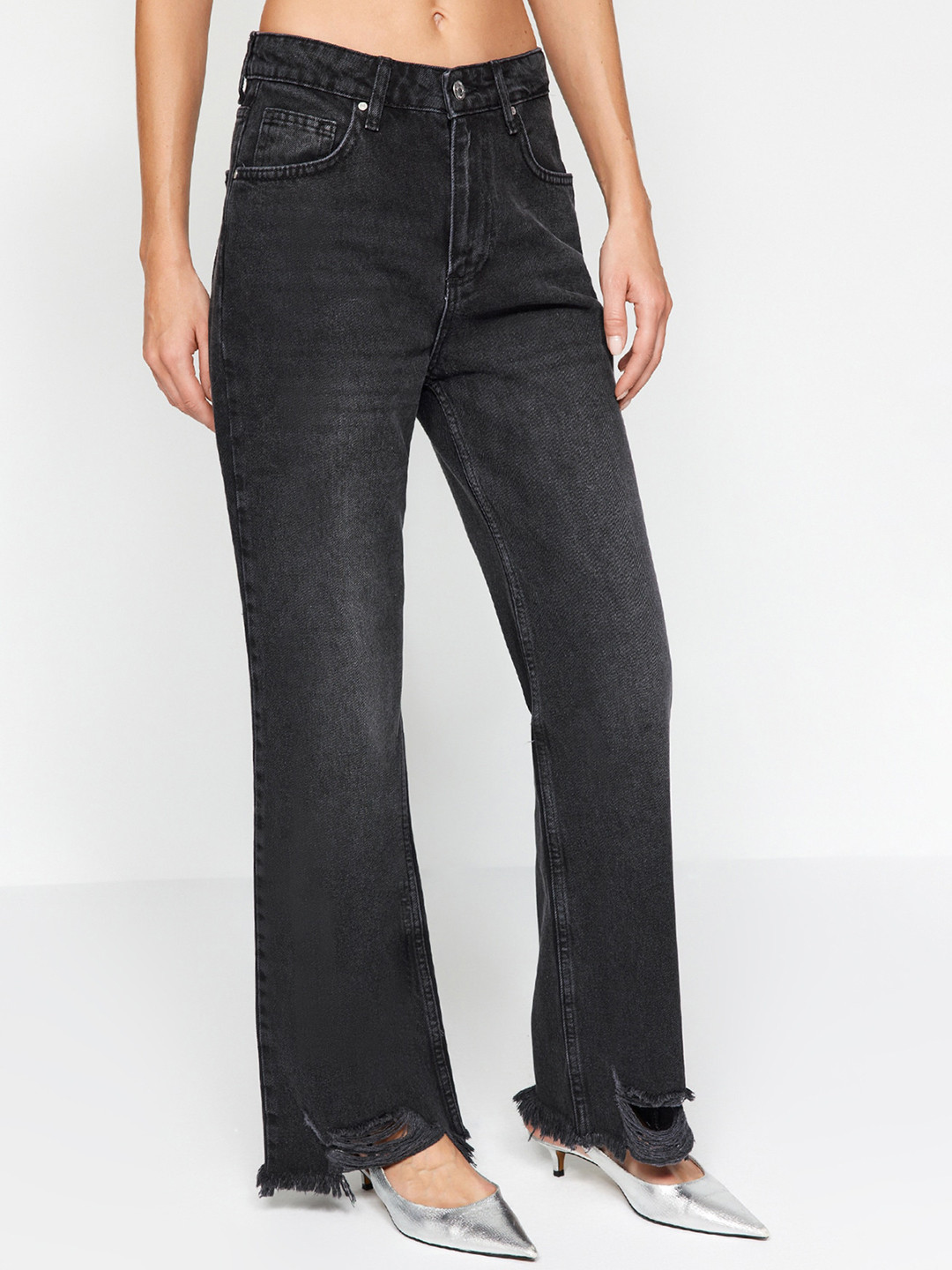 Trendyol Women Mid Rise Clean Look Cotton Bootcut Jean