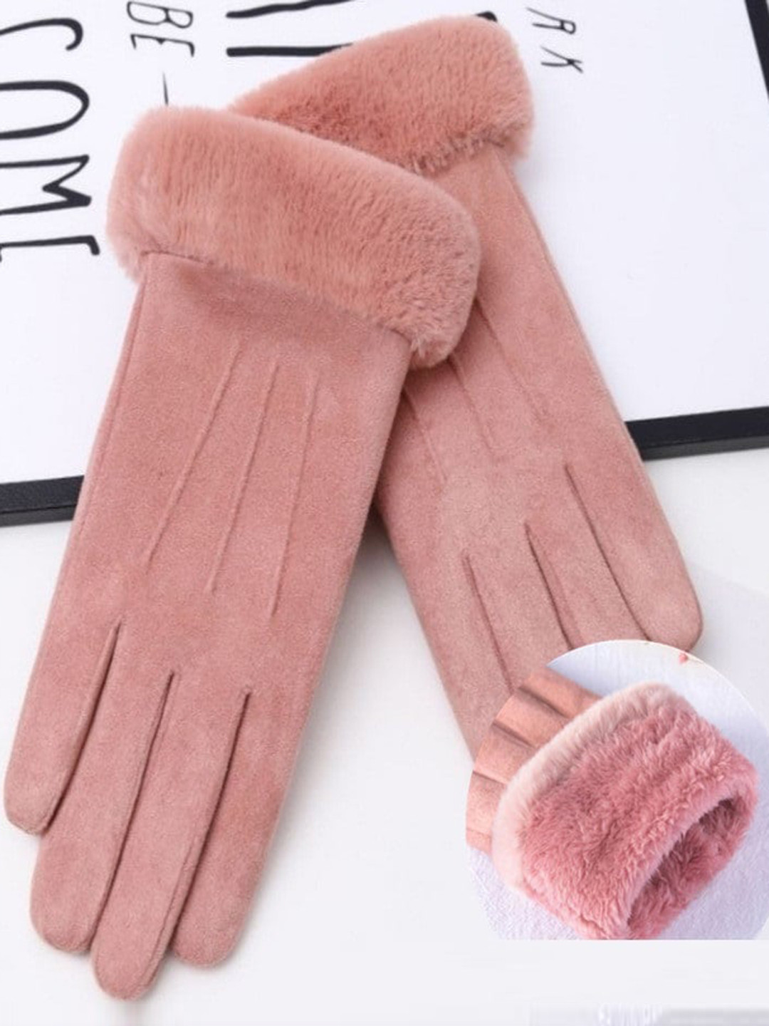 Alexvyan Women Solid Fleece-Inside Snow-Proof Winter Acrylic Touch Screen Soft Gloves