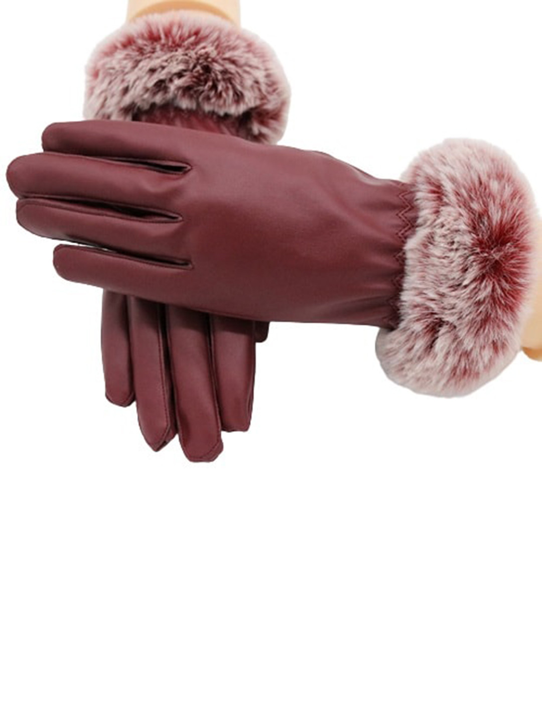 Alexvyan Women Solid Fleece-Inside Snow-Proof Winter leather Touch Screen Soft Gloves