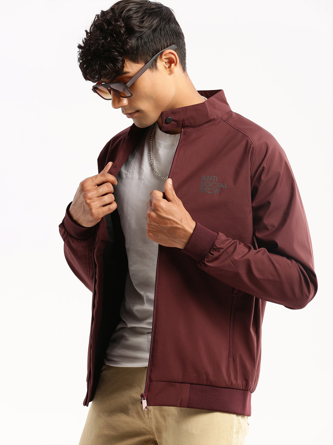 SHOWOFF Stand Collar Windcheater Bomber Jacket