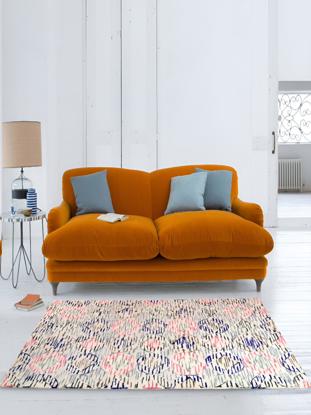 PEQURA Grey & Blue Handmade Woollen Carpet